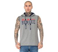 Felpa con cappuccio Benlee Epperson senza maniche grigio blu rosso - XL