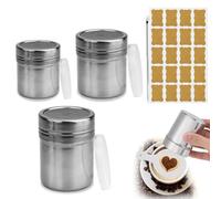 benlidoner 3 spargitore per zucchero a velo con coperchio, in acciaio inox, spargicacao, spargitore per zucchero, sale, farina, cacao, caffè, cannella