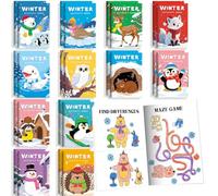 BenLouis Confezione da 24 mini libri di attività invernali per bambini dai 4 agli 8 ai 16 anni, bomboniere per feste, diversi giochi di cervello per aule, viaggi, attività artigianali, pinguini