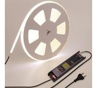 BENLUN Striscia LED 48V Esterno Impermeabile 20 metri, 4000K Bianco Naturale Alta Luminosità IP65 Strisce LED Adesive, Tagliabile Luci LED Camera da Letto, Con Alimentazione e Spina CE