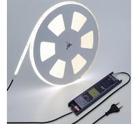BENLUN Striscia LED 48V Esterno Impermeabile 20 metri, 6000K Bianco Freddo Alta Luminosità IP65 Strisce LED Adesive, Tagliabile Luci LED Camera da Letto, Con Alimentazione e Spina CE