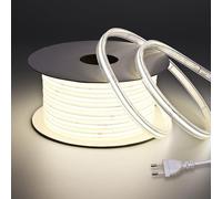 BENLUN Striscia LED COB 220V Esterno Impermeabile IP67 20 Metri, 4000K Bianco Naturale 200W 480LEDs/M CRI 90+ Luci LED con Raddrizzatore per Cortile, Giardino, Salotti, Spazi Esterni