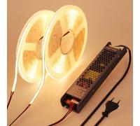 BENLUN Striscia LED COB 24V 20 metri (10 metri×2), 3000K Bianco Caldo 11W/M 312LEDs/M CRI 93 Adesiva Luci LED da Interno, con Alimentatore per Camera da Letto, Cucina, Stanza