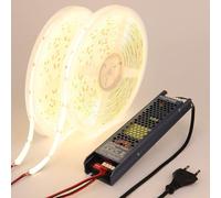 BENLUN Striscia LED COB 24V 20 metri (10 metri×2), 4000K Bianco Naturale Adesive Luci LED Esterno Impermeabile 11W/M 312LEDs/M CRI 93 con Alimentatore per Camera da Letto, Cucina, Cortile