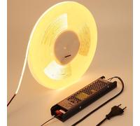 BENLUN Striscia LED COB 48V 20 Metri, Strisce LED 3000K Bianco Caldo CRI 92 160W 480LEDs/M, Luci LED Adesive Tagliabile, con CE Alimentazione, per Camera da Letto, Cucina, Commerciale