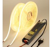 BENLUN Striscia LED COB Diffusa 24V 20 metri (10 metri×2), 4000K Bianco Naturale Adesive Luci LED Esterno Impermeabile 11W/M CRI 93 con Alimentatore per Camera da Letto, Cucina, Cortile