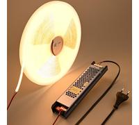 BENLUN Striscia LED COB IC 24V 20 Metri, 3000K Bianco Caldo 480LEDs/m CRI 90+, Corrente Costante con Alimentatore Incluso per Illuminazione Interna, Camera da Letto, Cucina, Soggiorno
