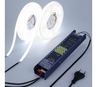 BENLUN Striscia LED Diffusa 24V 10 metri (5 metri X 2), 6000K Bianco Freddo Strisce LED Esterno Impermeabile, Luci LED Adesiva 24W/M con Alimentatore per Camera da Letto, Cucina, Stanza