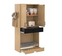 BENMWS Armadietto per animali 80 x 160 cm, multifunzione, effetto rovere, mangiatoia con ciotola, letto per cani, spazio e ganci, mobili per animali, stazioni di alimentazione