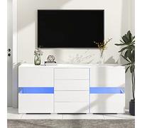 BENMWS Bianco Lucido Credenza Armadio Armadio Unità con 16 Colori Luci LED per Sala da Pranzo Soggiorno