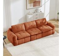 BENMWS Divano modulare a 3 posti, senza cornice, design trapuntato a quadri, rivestimento in ciniglia delicato sulla pelle, ergonomico, cuscino per lo schienale spesso, non affatica quando si sta
