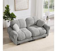 BENMWS Divano modulare in ciniglia a 2 posti, design trapuntato fine, cuscino spesso, morbido e di supporto, schienale ergonomico, facile da montare, grigio chiaro