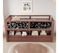 BENMWS Lettino per bambini marrone, 90 x 200 cm, estraibile, con lavagnetta graffiti, spazio aperto, scaletta, legno massiccio, senza materasso