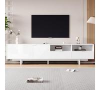 BENMWS Mobile moderno per TV bohémien, con linee geometriche bianche astratte, moderno e minimalista, con spazio di archiviazione, può ospitare TV fino a 90 pollici, 50 x 200 cm