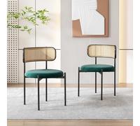 BENMWS Sedia da pranzo in velluto verde, set da 2 pezzi, moderna e semplice, con quattro gambe di supporto in metallo, per il tempo libero, per il soggiorno e la camera da letto