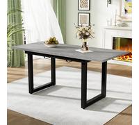 BENMWS Tavolo da pranzo espandibile, in stile industriale, rettangolare, moderno, semplice, in ferro, salvaspazio, multifunzionale, 80 x 140/180 cm (effetto cemento + nero)