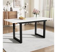 BENMWS Tavolo da pranzo espandibile, in stile industriale, rettangolare, per il tempo libero, moderno, semplice, in ferro, salvaspazio, multifunzionale, MDF, 80 x 140/180 cm (bianco + nero)