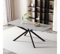 BENMWS Tavolo da pranzo espandibile, nero e grigio, 70 x 180 cm, rettangolare, per il tempo libero, design sacro, motivo cemento