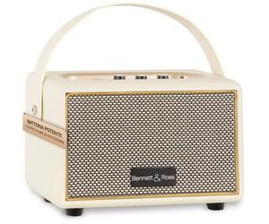 Bennett & Ross BB-820CW Blackmore Junior - Altoparlante Bluetooth retrò in pelle con batteria 5200 mAh - Altoparlante vintage da 20 W - Ingresso microSD lettore MP3 Ingresso Aux - Cassa bianco crema