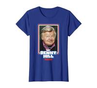 Benny Hill Show Smile retrò Invecchiato Maglietta, Donna, Blu Reale, XS