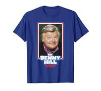 Benny Hill Show Smile retrò Invecchiato Maglietta, Uomo, Blu Reale, S
