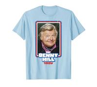Benny Hill Show Smile retrò Invecchiato Maglietta, Uomo, Celeste, S