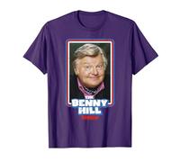 Benny Hill Show Smile retrò Invecchiato Maglietta, Uomo, Viola, S