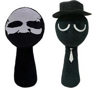 Benolls Sprunki Plushies Merch,Sprunki Plush Toys,Soft Stuffed Animal Pillow Figure Doll Christmas Birthday Gifts for Adult Kids (Black Grey)