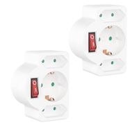benon 2 multiprese bianche con interruttore - Adattore con protezione per bambini - Doppia presa 3680W - Multipresa a 3-2 Eurospine e 1 Schuko - Presa multipla