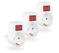 benon 3 adattatori per prese, spina intermedia con interruttore, spina adattatore con sicurezza per bambini, connettore Schuko fino a 3680 Watt, spina con contatto di protezione