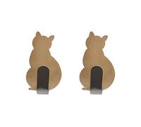Benoon 2 Pezzi Creativi Ganci A Parete in Metallo A Forma di Gatto, Forte Adesivo Autoadesivo Senza Tracolla Appendiabiti Appendiabiti Decorazioni per La Casa per Cucina Bagno Oro Rosa
