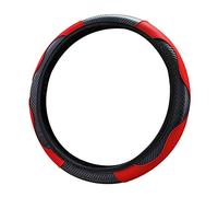 Benoon Coprivolante Auto Universale 38 cm, Copertura per Volante Auto Antiscivolo in Ecopelle, Copristerzo Auto, Accessori per Auto, Colore Nero e Rosso