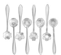 Benoon Mini Cucchiai, 8 Pezzi In Acciaio Inossidabile Con Design Intagliato A Fiori Cucchiaini Per Mescolare Cucchiaino Per Dessert Tè Caffè Argento