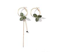 Benoon Orecchini Da Donna, Orecchini A Leverback Asimmetrici Pendenti Con Goccia Di Petalo Di Moda, Regalo Di Gioielli Piercing Da Donna verde