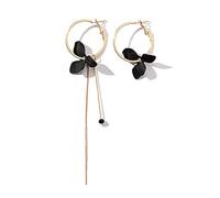 Benoon Orecchini Da Donna, Orecchini A Leverback Asimmetrici Pendenti Con Goccia Di Petalo Di Moda, Regalo Di Gioielli Piercing Da Donna Nero