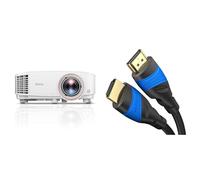 BenQ TH671ST DLP Proiettore 1080P FHD, 3000 ANSI Lumen, Corto Raggio, hdmi, Bianco & KabelDirekt - Cavo HDMI 4K con schermatura A.I.S., Progettato in Germania