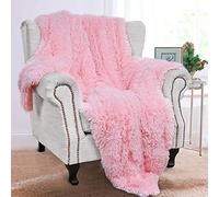 BENRON - Coperte morbide in stile sherpa, comode, leggere e soffici, in finta pelliccia, per letto, divano, rosa chiaro, 127 x 152,4