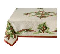 Benson Mills Christmas Ribbons Engineered Stampato tovaglia, Cotone 55-Percent 45-Percent Poliestere, Cotone, off White, 60x84