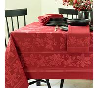 Benson Mills Tovaglia in tessuto jacquard, per vacanze, inverno e Natale (rosso scuro, 152,4 x 304,8 cm rettangolare)
