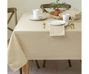 Benson Mills Tovaglia in tessuto testurizzato, per tutti i giorni, per cene a casa, feste, matrimoni e vacanze (152,4 x 264,2 cm, rettangolare, lino/beige/tortora)