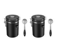 Benssey 2X Barattolo di caffè Ermetico nel da 500 G, Contenitore per Chicchi da 1,8 L, Scatola per caffè Sottovuoto con Barattolo per Cucchiaio per caffè nel Polvere, tè, Cacao