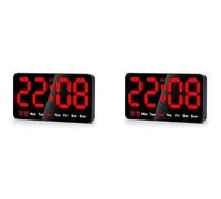 Benssey 2X Orologio da Parete Digitale, Orologio Digitale Un LED da 9 Pollici, Ampio Display con 12/24 Ore, Cifre, Piccolo Orologio da Parete Silenzioso (Rosso)