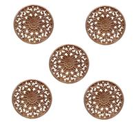 Benssey 5X Carved Fiore Che Incide Gli Appliques di Legno Rotondi per Il Governo della Mobilia Figurina Decorativa della Decalcomania di Legno Modanata Non Verniciata
