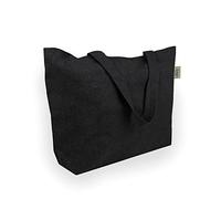 Bente - Borsa da trasporto grande in cotone riciclato, tessuto spesso e robusto, 2 manici lunghi, ideale per la spesa, il bagno, lo shopping, Nero , 60 x 40 x 14 cm