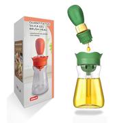 BENTFINE Bottiglia Dispenser Olio da Cucina con Pennello in Silicone, 2 in 1 200ml Dosatore Olio Bottiglia di Olio d'Oliva con Spazzola per Barbecue, Friggitura, Cottura, Pancake, Marinatura (Verde)