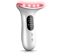 BENTFINE Dispositivo di Bellezza Antirughe, 4 in 1 Massaggiatore Viso Antirughe, Sollevamento EMS Massaggio del Viso, Termica a LED a Tripla Azione per la Pelle Che Stringe e Solleva (Rosso)