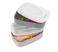 Bentgo Classic - Bento Box per adulti, contenitore per il pranzo impilabile all-in-one con 3 scomparti, posate in plastica e cinturino di chiusur