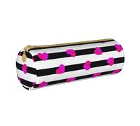 BeNtli Astuccio per matite, Astuccio per penne Astuccio per matite portatile Astuccio in pelle Borse per cancelleria, Cuore rosa sulla linea nera