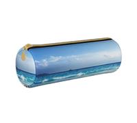BeNtli Astuccio per matite, Astuccio per penne Astuccio per matite portatile Astuccio in pelle Borse per cancelleria, L'oceano ondeggia la spiaggia dell'isola delle Seychelles nel tramonto