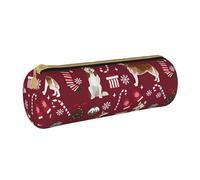 BeNtli Astuccio per matite, Astuccio per penne Astuccio per matite portatile Astuccio in pelle Borse per cancelleria, Calze Husky Candy Canes Holiday Dog Ruby